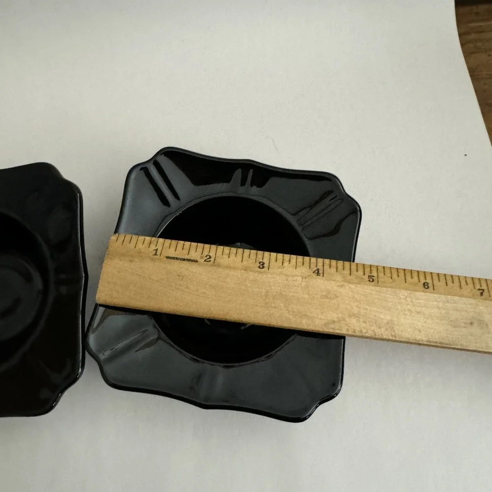 Vintage Black Amethyst Glass Square‎ Bowls Small Relish Nut 4.5